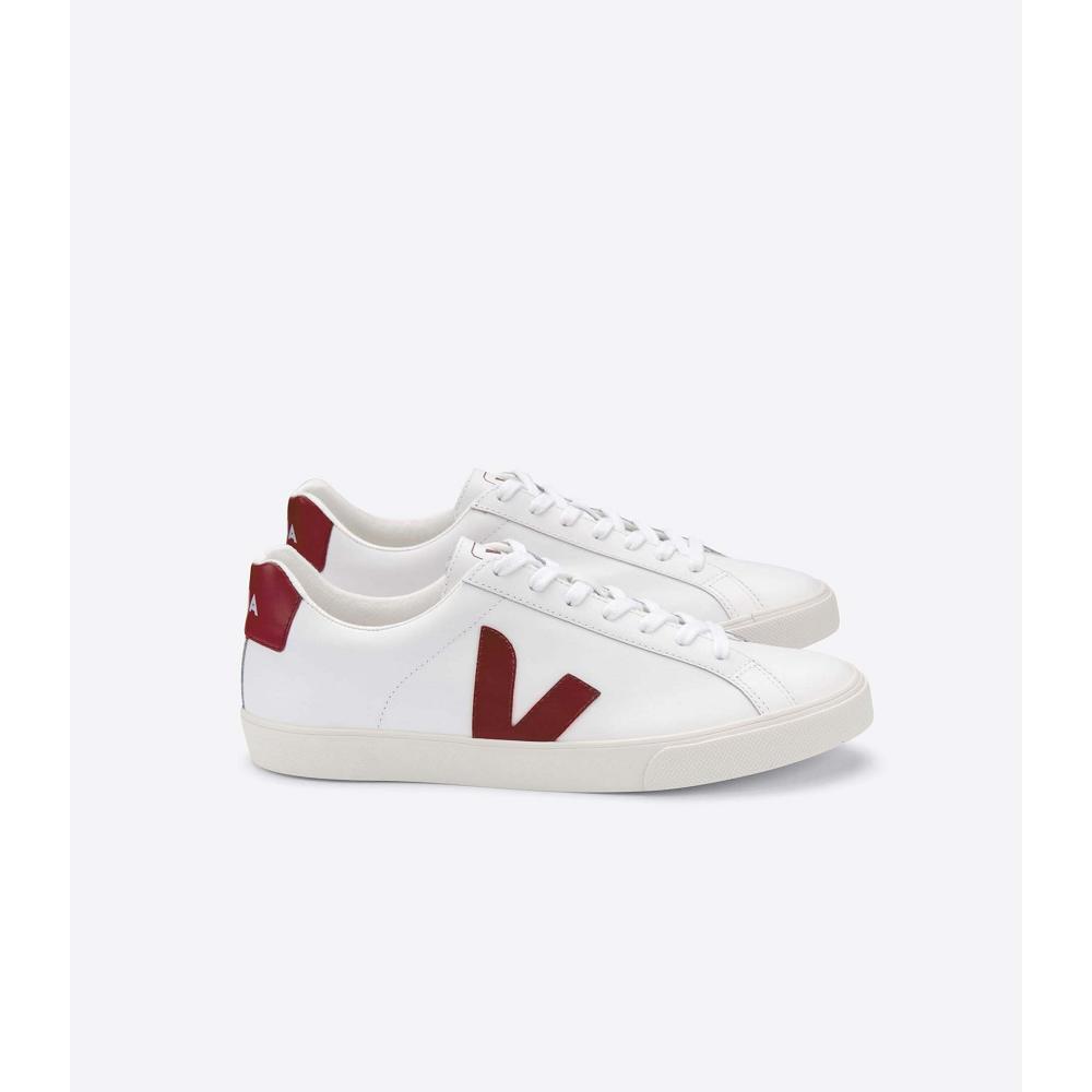 Men\'s Veja ESPLAR LEATHER Sneakers White/Red | SG 304XYU